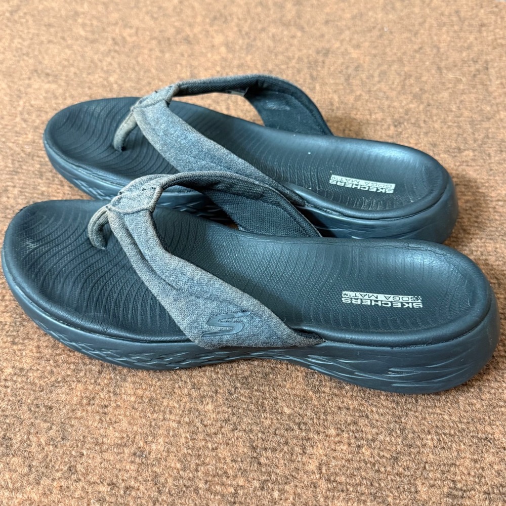 Skechers On-the-GO 600 Goga Mat Thong Sandals Black Grey 140150S Womens 7 - Picture 3 of 16